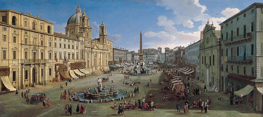 Castle Painting - Piazza Navona, Rome #1 by Gaspar Van Wittel