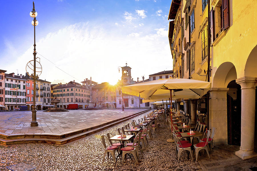 Piazza San Giacomo in Udine sunset panoramic view #1 Photograph by Brch Photography