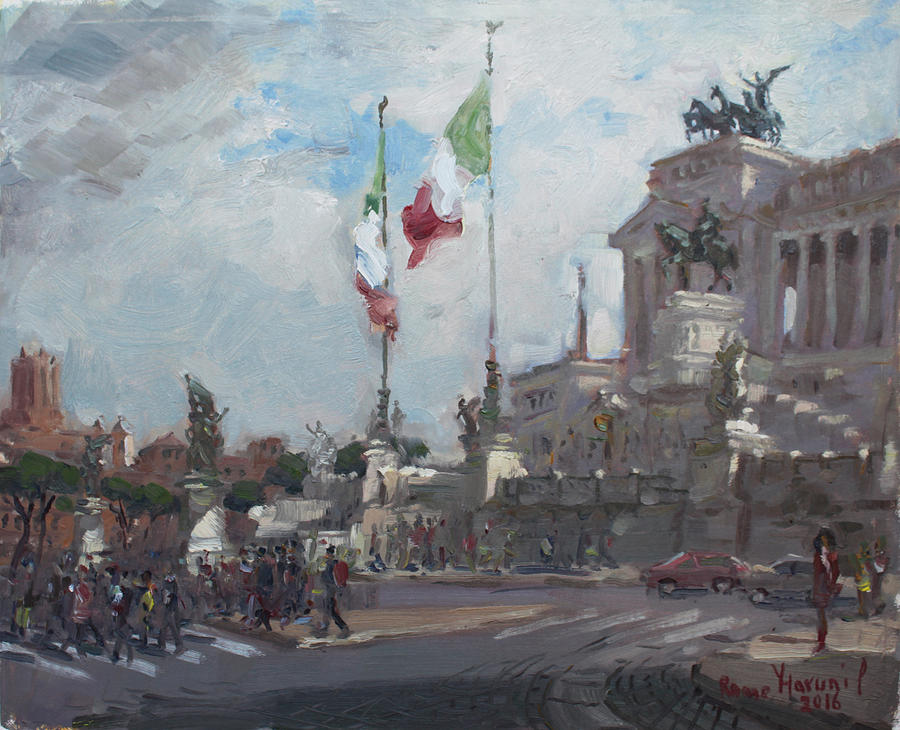 Piazza Venezia Rome #2 Painting by Ylli Haruni