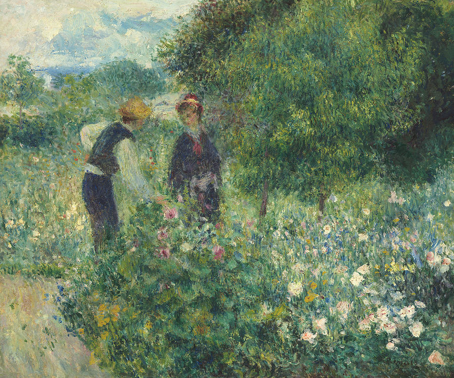 Pierre Joseph Redoute Painting - Picking Flowers by Pierre Auguste Renoir