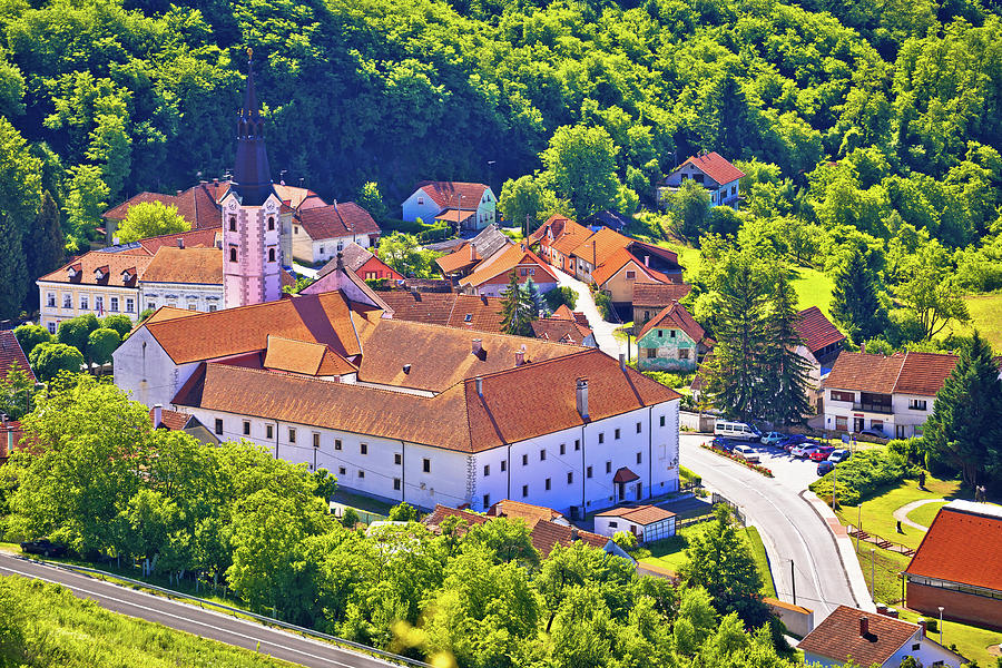 Picturesque town of Klanjec aerial view #1 Photograph by Brch Photography