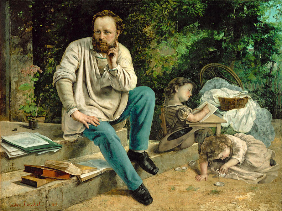Pierre Joseph Proudhon and his children #2 Painting by Gustave Courbet