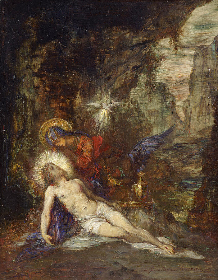 Pieta, from 1876 Painting by Gustave Moreau Pieta, from 1876 Painting by Gustave Moreau