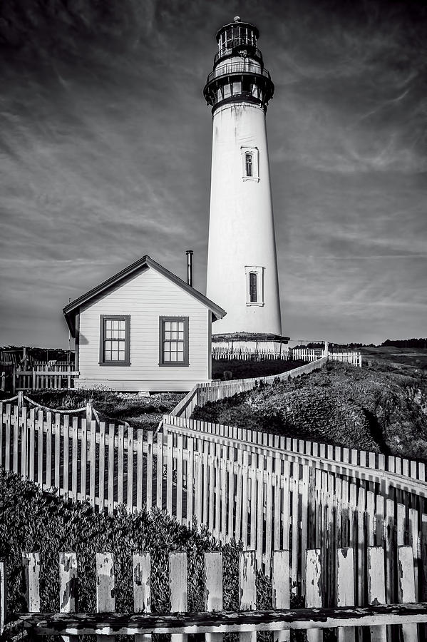 Black And White Photograph - Pigeon Point Lighthouse Black And White #2 by Garry Gay