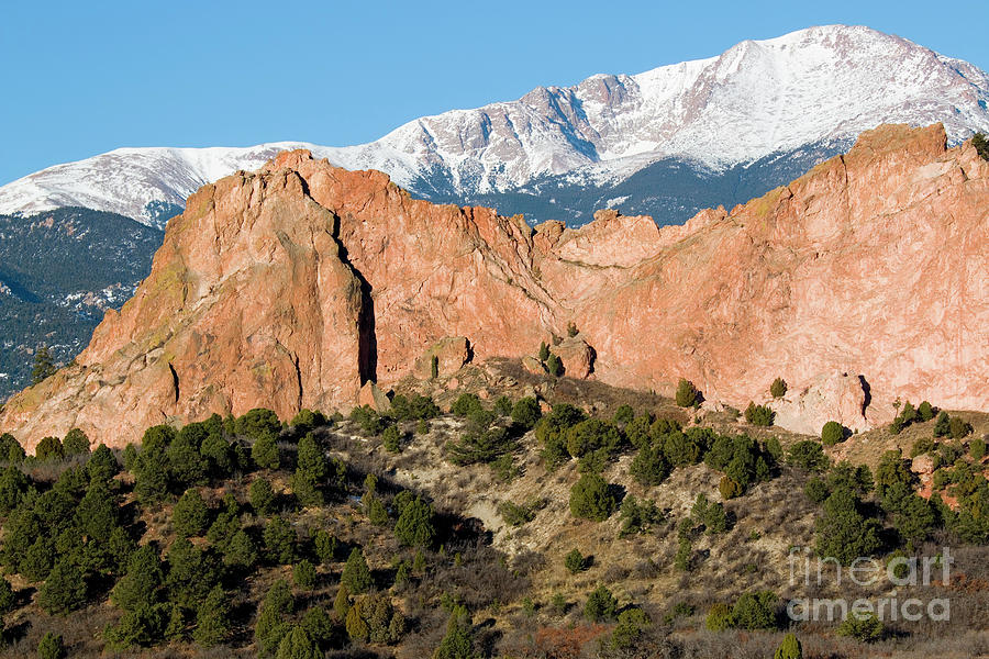 Pikes Peak behind Garden of the Gods #1 Photograph by Steven Krull