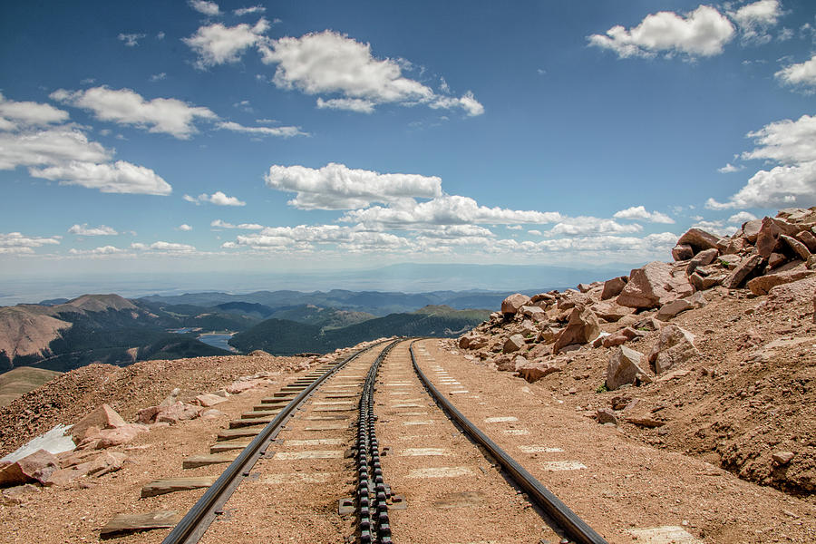 Pikes Peak Cog Railway Track at 14,110 Feet #1 Photograph by Peter Ciro
