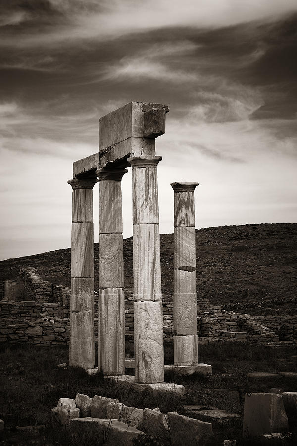 Pillar in Historical Ruins in Delos #1 Photograph by Songquan Deng