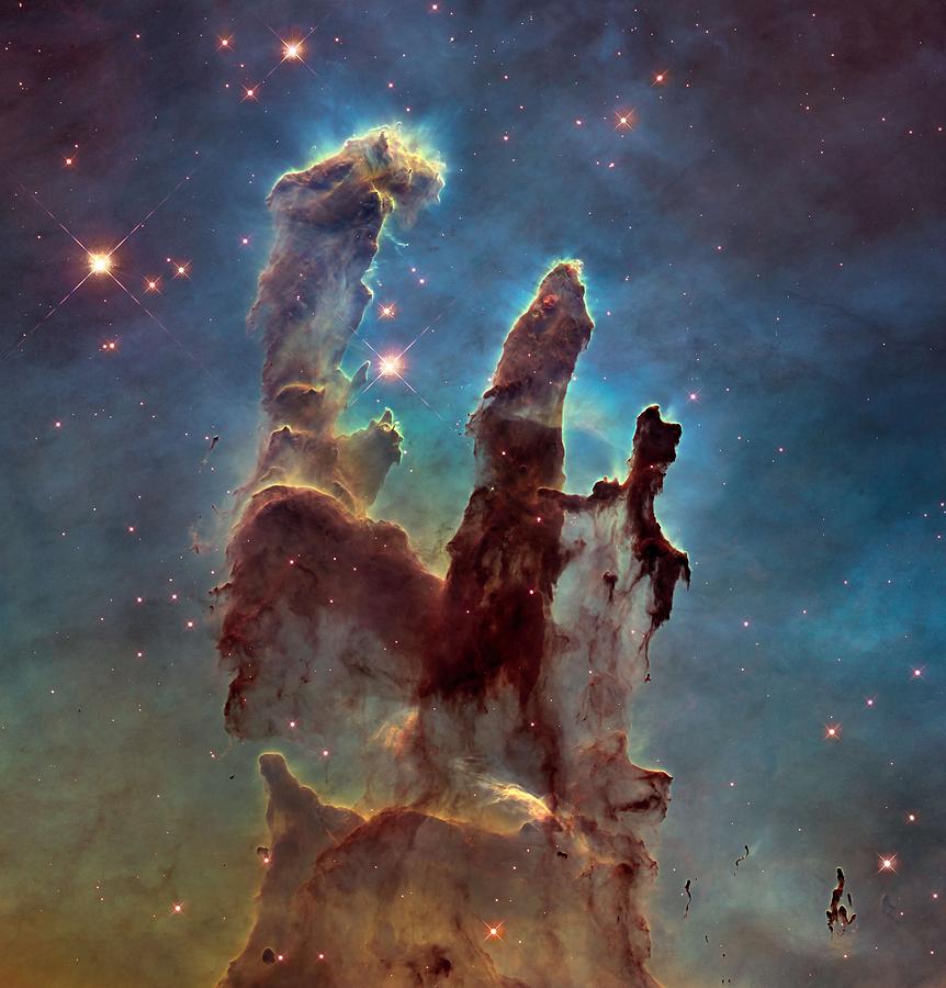 Pillars of creation 2014 HST WFC3-UVIS.  NASA, ESA, and the Hubble Heritage Team #1 Painting by Celestial Images