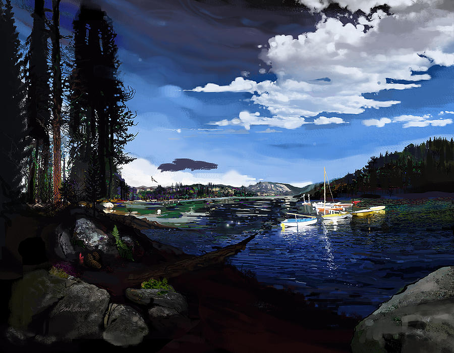 Pinecrest And Boats Painting