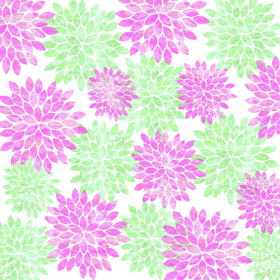 Pink And Green Flowers #1 Digital Art by Sylvia Cook