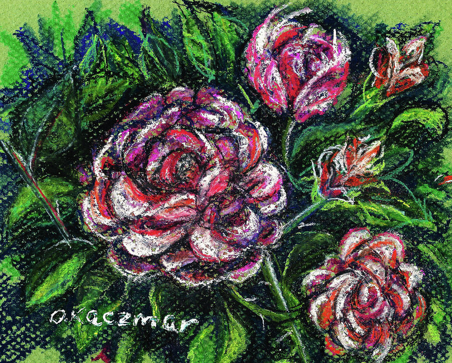Flower Pastel - Pink Rose Bush 3 by Olga Kaczmar
