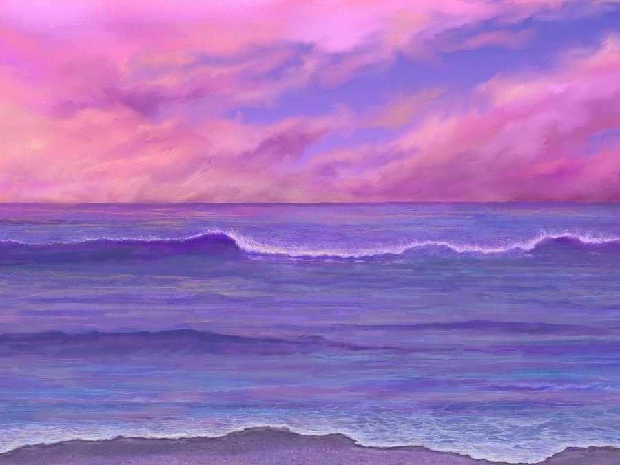 Pink Sunset Waves by Stephen Jorgensen