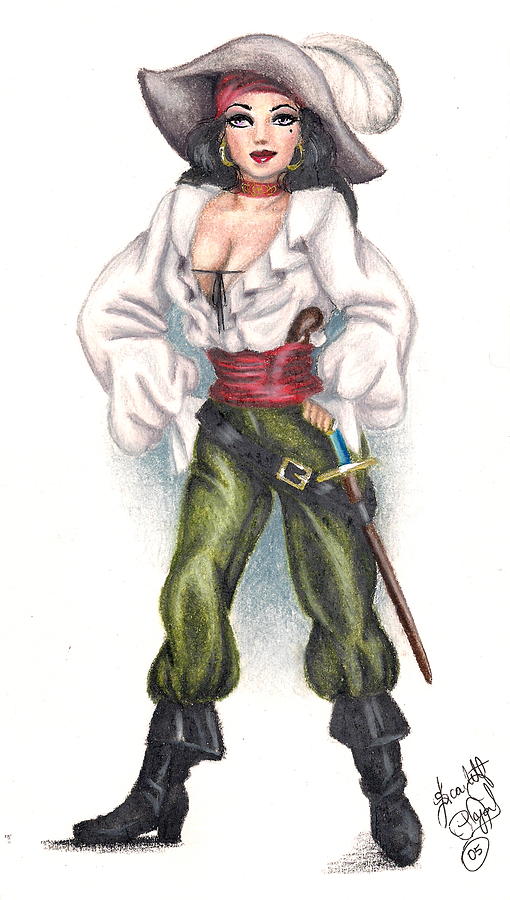 female pirate drawing