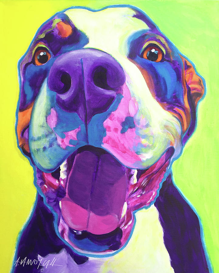 Dog Painting - Pit Bull - Mayhem #1 by Dawg Painter