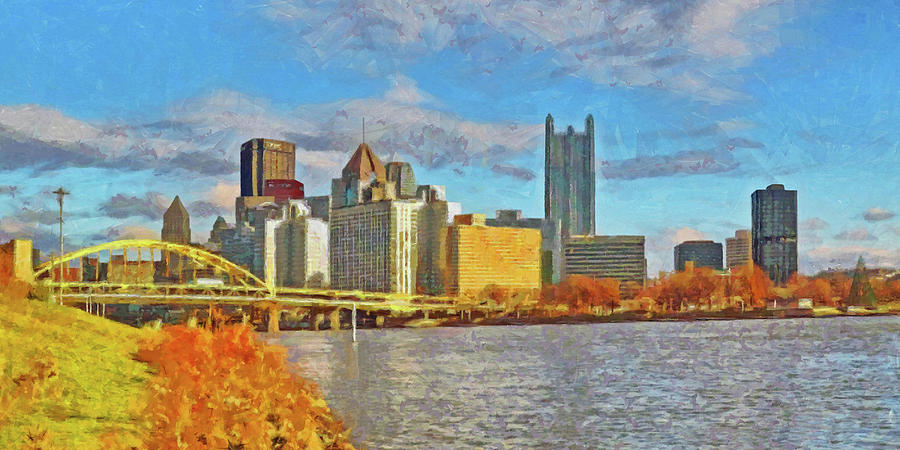 Pittsburgh From The Shore Of The Ohio River #2 Digital Art by Digital Photographic Arts