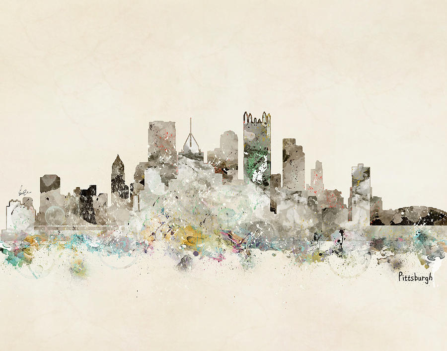 Pittsburgh Skyline Painting - Pittsburgh Pennsylvania #1 by Bri Buckley