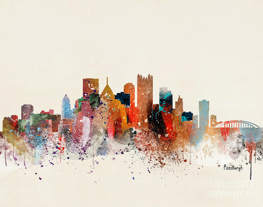 Pittsburgh Skyline #1 Painting by Bri Buckley