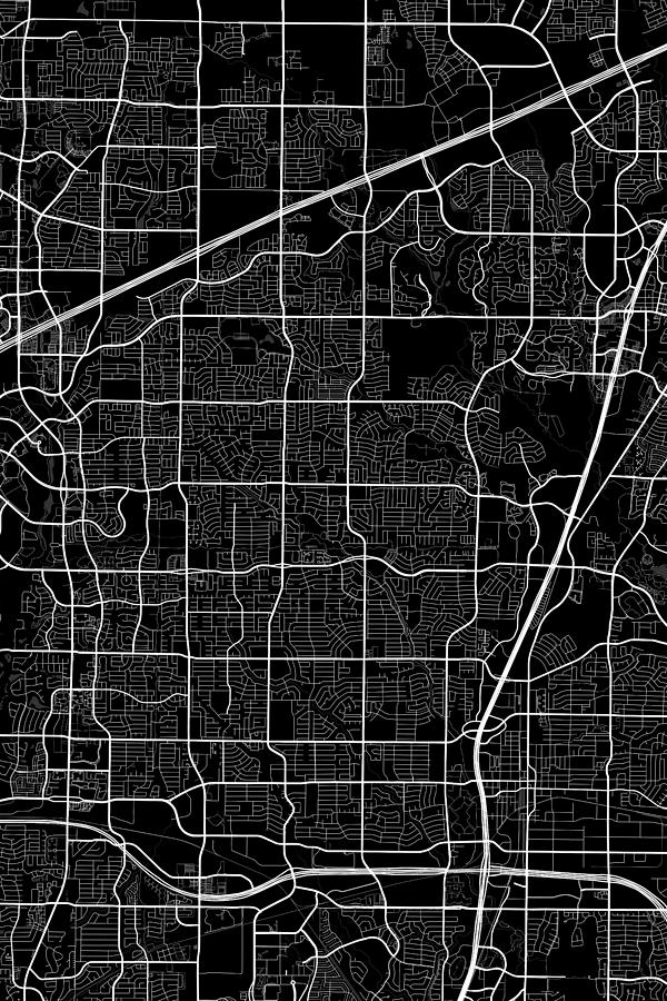 Plano Texas USA Dark Map #1 Digital Art by Jurq Studio - Pixels