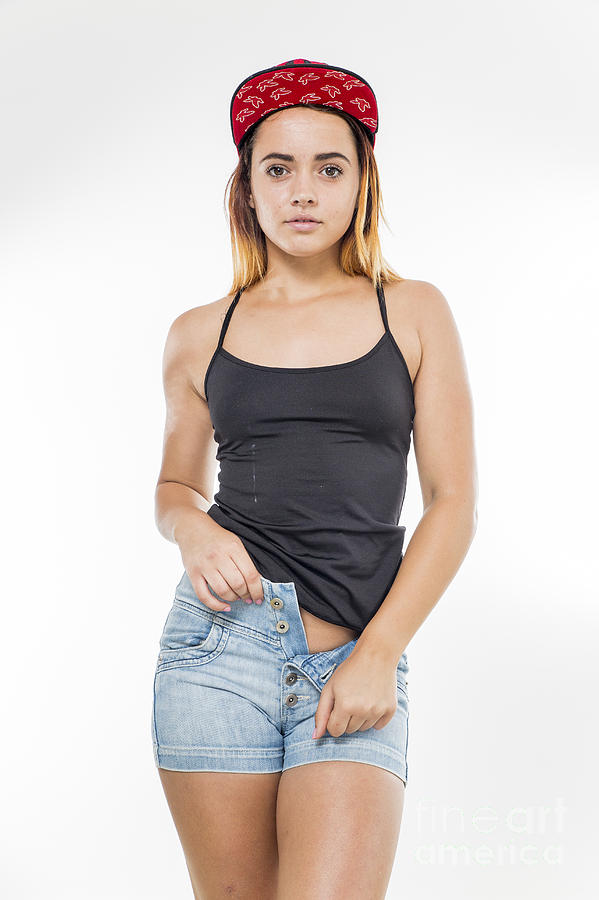 Baseball Photograph - Playful female teen wearing black top  #1 by PhotoStock-Israel