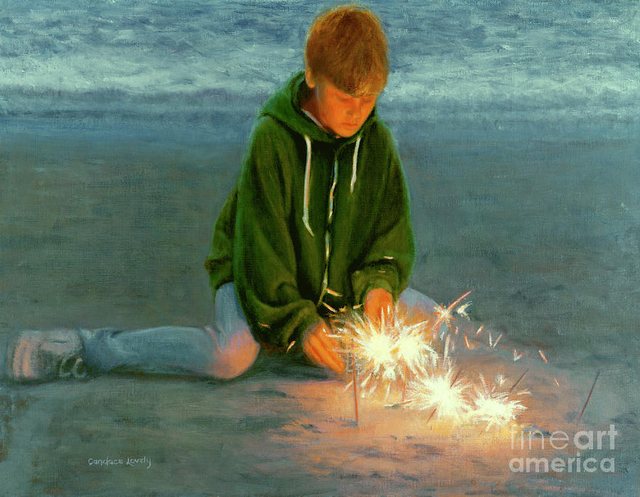 Beach Painting - Playing with Fire #1 by Candace Lovely
