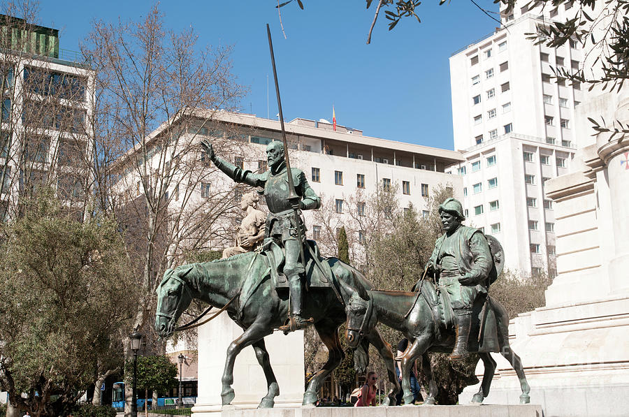 Plaza de Espana Cervantes monument Photograph by Ilan Rosen - Fine Art ...