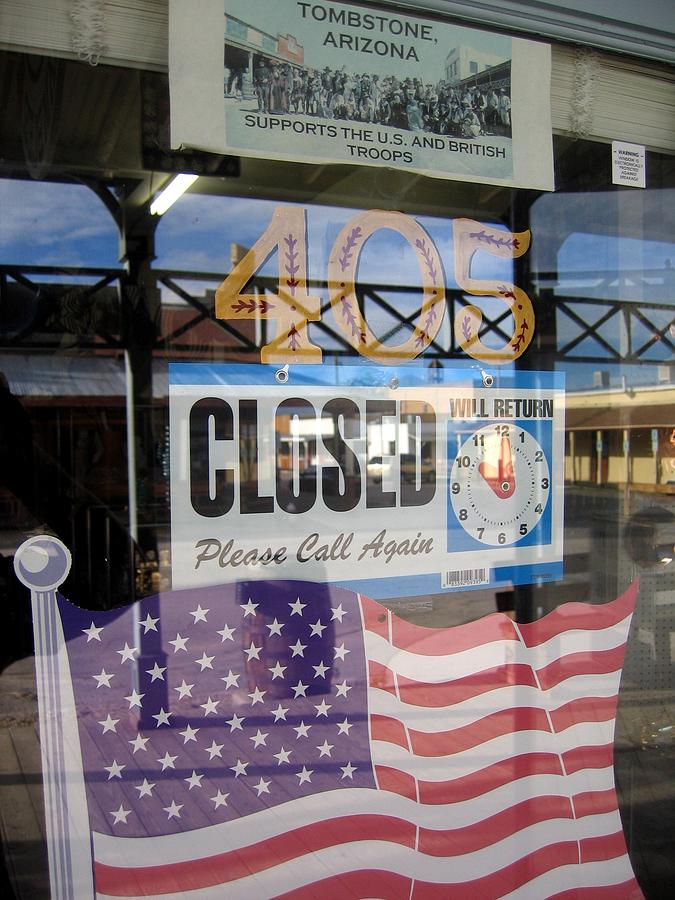 Please Call Again Closed Store At Night Allen Street Tombstone Arizona 2004 #1 Photograph by David Lee Guss