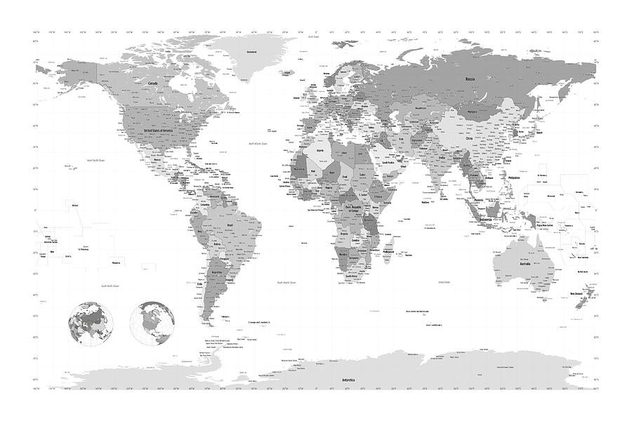 World Map Digital Art - Political World Map #1 by Michael Tompsett