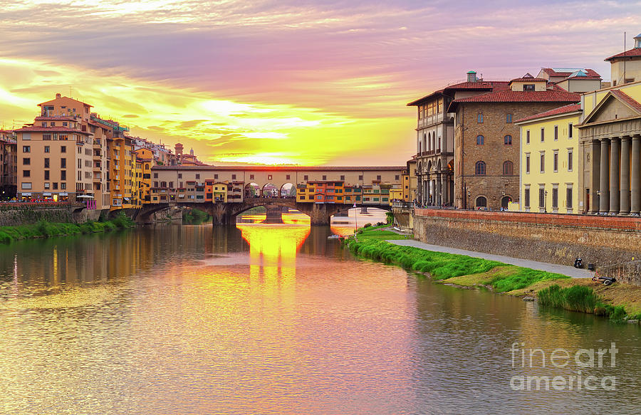 Ponte Vecchio and Sunset Photograph by Anastasy Yarmolovich
