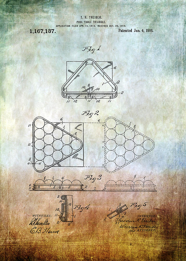 Pool table triangle patent from 1915 #1 Photograph by Chris Smith