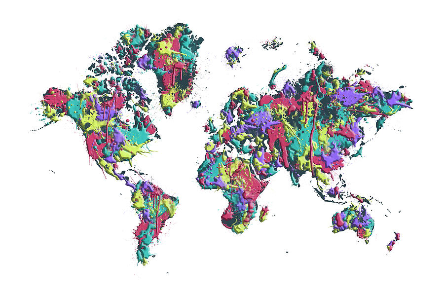 POP ART World Map - Splashes #1 Digital Art by Melanie Viola