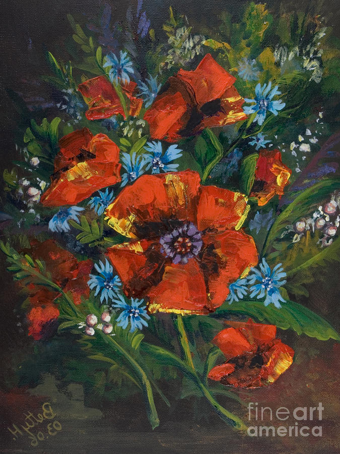 Poppies and Wildflowers  #2 Painting by Elisabeta Hermann