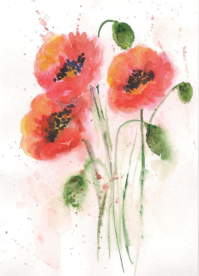 Poppies #1 Painting by Asha Sudhaker Shenoy