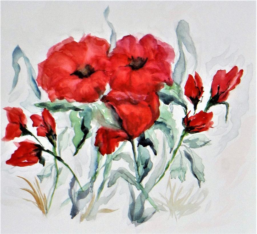 Poppin Poppies #1 Painting by Jacqueline Whitcomb