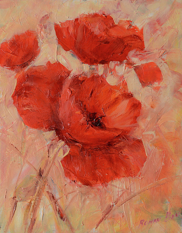 Spring Painting - Poppy Flowers Handmade Oil Painting On Canvas #1 by Roman Ben