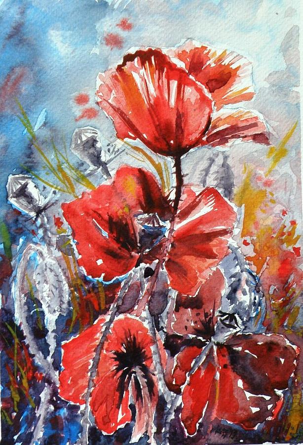 Poppy #6 Painting by Kovacs Anna Brigitta