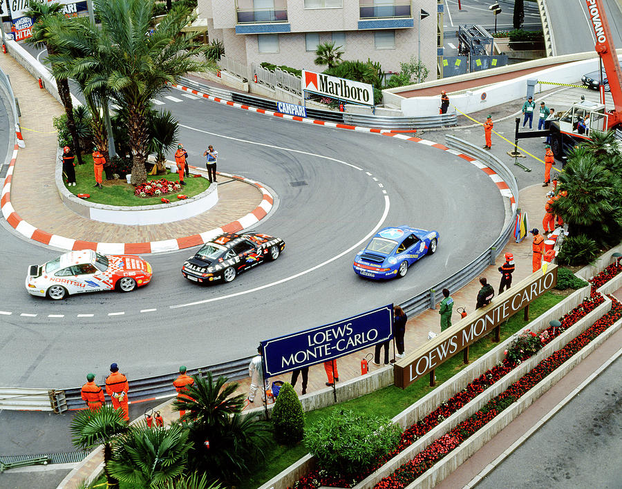 Porsches at Loews Hairpin #1 Photograph by John Bowers