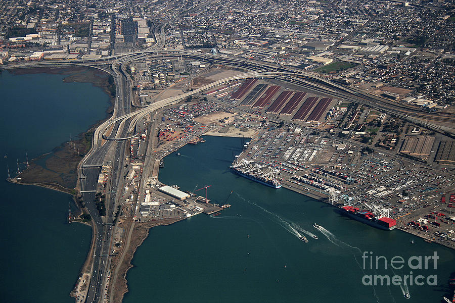 Port of Oakland with Freeways #1 Photograph by Wernher Krutein