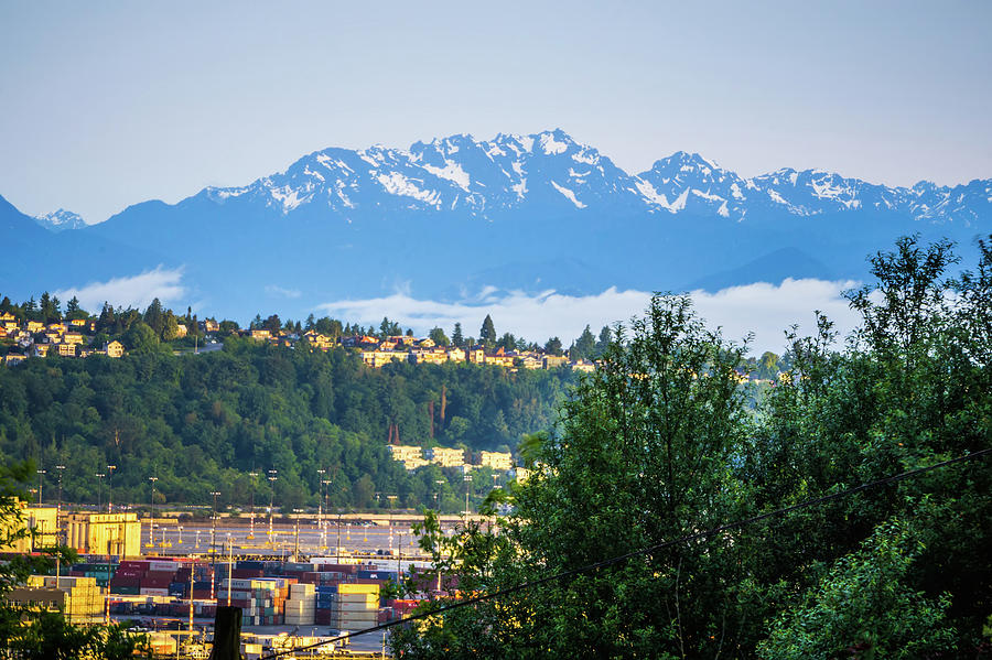 Port Of Seattle And Olympic Mountains #1 Photograph by Alex Grichenko