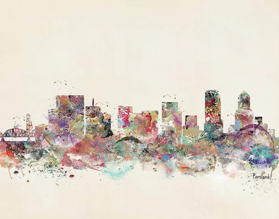 Portland City Skyline #1 Painting by Bri Buckley