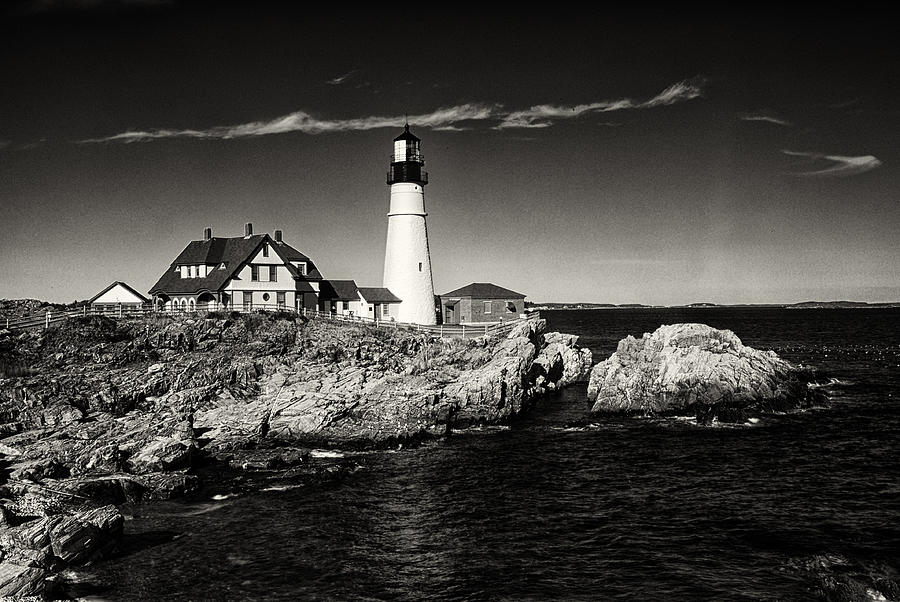 Portland Head Lighthouse BW #1 Photograph by Robert Fawcett