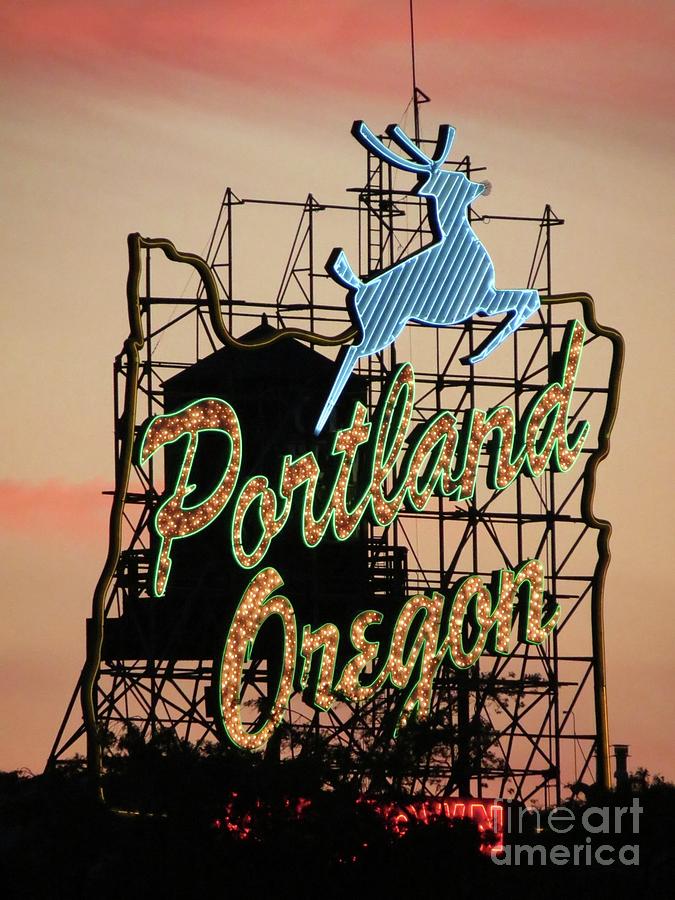 Portland Ore. Sign at Burnside Photograph by Tom Maxwell