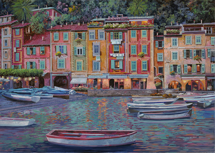 Portofino Painting - Portofino Al Crepuscolo by Guido Borelli Portofino Painting - Portofino Al Crepuscolo by Guido Borelli