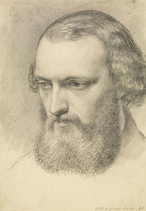 Portrait - Head Study of Daniel Casey, from 1848 Drawing by Ford Madox Brown