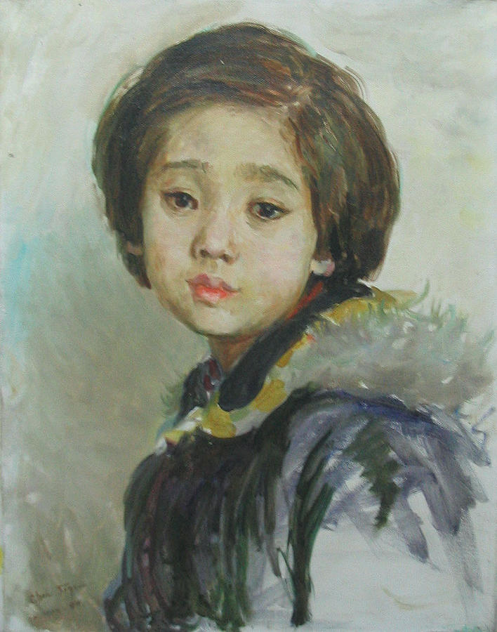 Portrait  #1 Painting by Ji-qun Chen
