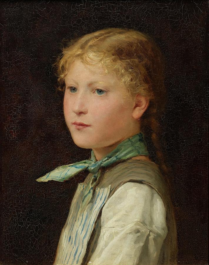 Portrait of a Girl #2 Painting by Albert Anker