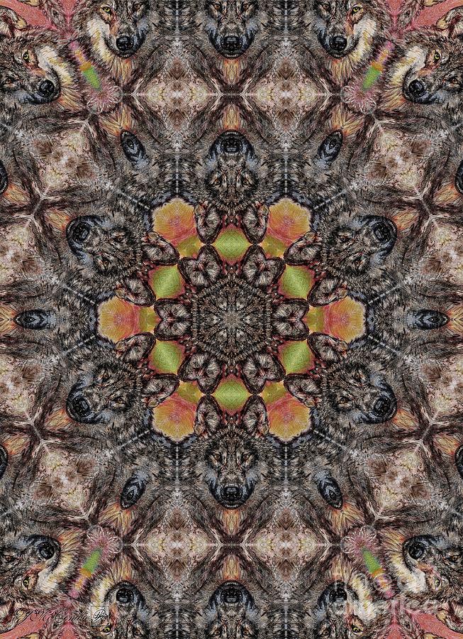 Portrait of a Gray Wolf Kaleidoscope #4 Mixed Media by J McCombie