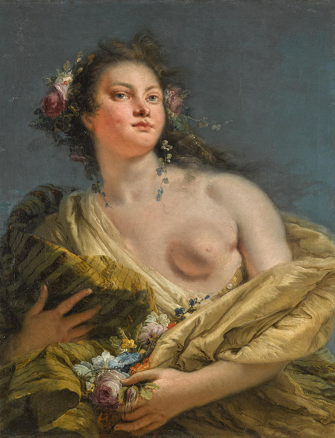 Portrait of A Lady as Flora #2 Painting by Giovanni Battista Tiepolo