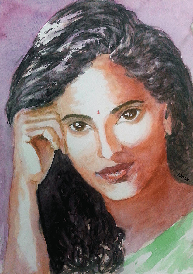 A woman of substance Painting by Uma Krishnamoorthy