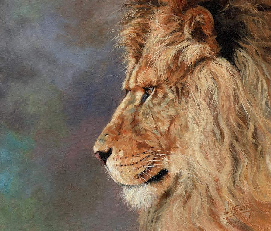 Portrait of a Lion #1 Painting by David Stribbling