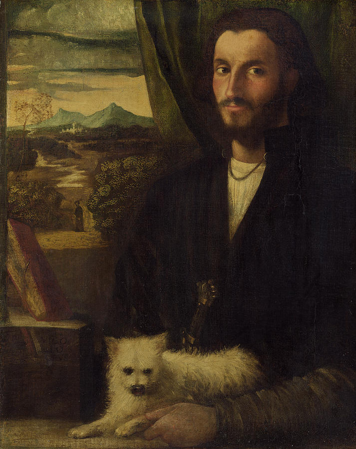 Portrait Of A Man With A Dog #1 Painting by Cariani
